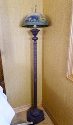 Reverse-Painted Safari Motif Floor Lamp