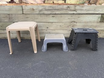 Plastic Utility Stool & Step Stool Lot