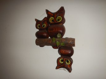 Vintage Wood Owl Wall Decor