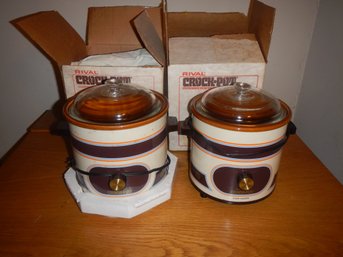 Two Vintage Rival Crock Pots (Stoneware Slow Cooker)