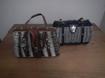 Two Vintage Wicker Rattan Purses