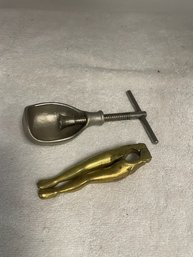 Two Walnut Crushers - Pair Of Legs And Walnut