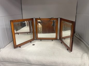 Three Fold Mirror - Metal, Wood, Glass