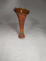 Iridescent Orange Glass Vase