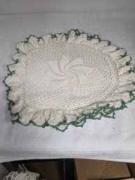 Green And White Knit Doily