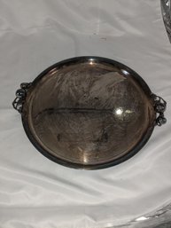 Silver Platter With Fruit Accent Handles