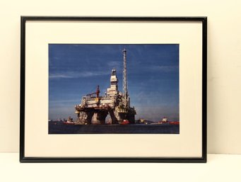 Oil Rig Being Moved By Tugs - Framed Art 21 1/2' X 16 1/2' - Local Pick-up