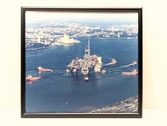 Oil Rig Being Positioned - Framed Art 23' W X 21' H - Local Pick-up