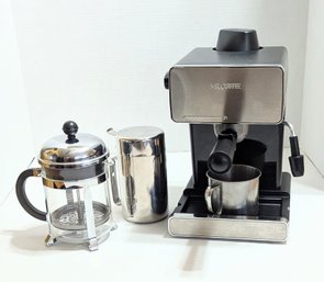 Mr Coffee Espresso Cappuccino Maker, Stainless BODUM French Press, Stainless Steel Oil Dispenser