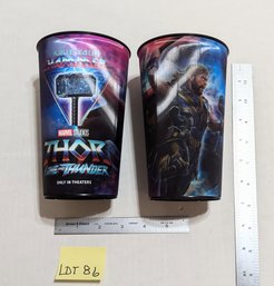 Lot 86 Thor: Love And Thunder Lenticular Drinking Cups - Features Thor & Jane Foster - 2 Cup Lot