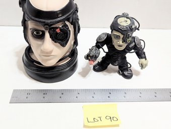 Lot 90 Star Trek Hugh Borg Figure (Playmates) & 1997 Star Trek Borg Character Drink Cup Topper 2 Pc Lot