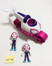 Lot 94 Gwen Ghost Spider (2) And Copter Cycle Vehicle Lot - Spiderman & Friends