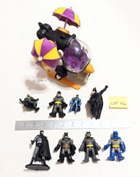 Lot 116 Imaginext DC Super Friends Penguin Copter Toy Vehicle & 8 Batman Toy Variants - 9 Pc Lot