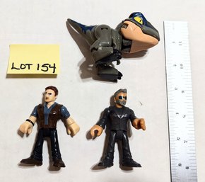 Lot 154 Imaginext Dr. Malcom, Owen Grady Jurassic Park Series & Dinosaur Figure - 3 Pc Lot