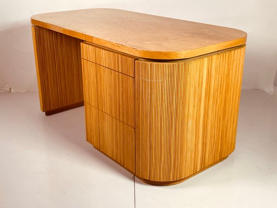 Pencil Reed Executive Desk In The Style Of Karl Springer, USA 1970's