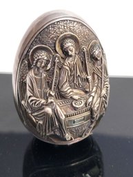 A Vintage Greek Collectors Silver Larger Byzantine Heirloom Style Egg 130-145 Grams Of 99.5 % Silver! Large!