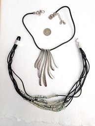 Highimpact Threepiece Costume Jewelry Lot Featuring A Bold Chicos Leather Necklace  Plus Blue Star !!!