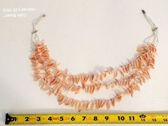 Handmade Mid Century Shell Necklace With Rich Color, Strong Presence, And Clean Multi Strand Construction