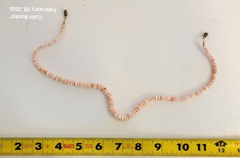 Light Pink Ground Shell Necklace With Smooth, Uniform Disc Beads And Strong Midcentury Handmade Presence