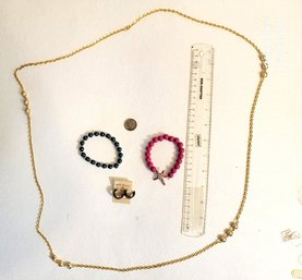 Bracelets And Large Necklace Gold Toned Large Necklace With Faux Pearls And Stunning Bracelets!