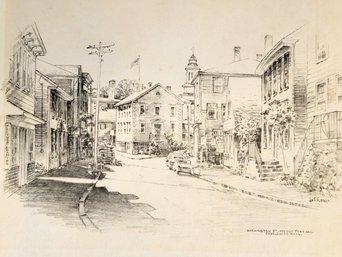 Etching Of Old Town Hall Marblehead Mass By W S Vas Murray Signed In Plate On Strathmore Paper Unframed!