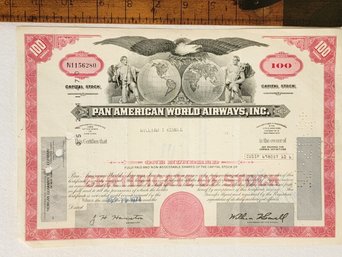 Lot Of Three Cancelled Stock Certificates ARCO GM Estes Signature And Pan Am Classic Corporate History Group!!