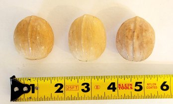 Vintage Set Of (3) Antique Italian Alabaster Stone Walnuts.This Authentic Trio Of Hand-carved Stone Miniature