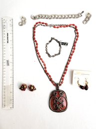 A Vintage Lot Of Mixed Jewelry Mid Century Statement Pieces With An Authentic Dog Milk Bone Bracelet!