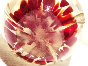 Mid Century Art Glass Large Paperweight Perfume Bottle St. Clair Like With Controlled Bubbles, Flowers!
