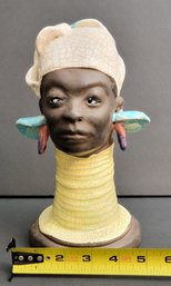 Mid-century American Studio Art Pottery Figural Bust By Listed Artist Harold Charles Landaker (1892–1966)