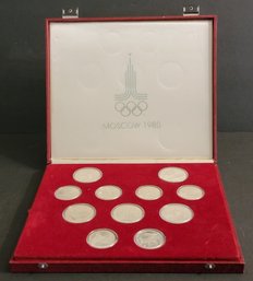 11 Soviet USSR Moscow 1980 Olympic .900 Silver 5 & 10 Ruble Proof Coin Collection In Presentation Case