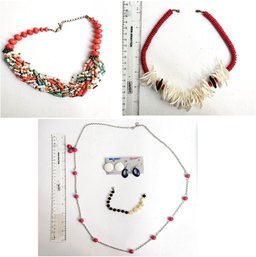Vintage Mixed Lot Of Costume Jewelry With Large Faux Necklaces And Other Pieces!