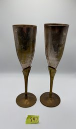 Vintage International Silver Co. Brass & Silver Plated Goblets