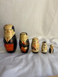 Vintage Matryoshka Nesting Dolls Depicting Soviet And Russian Leaders