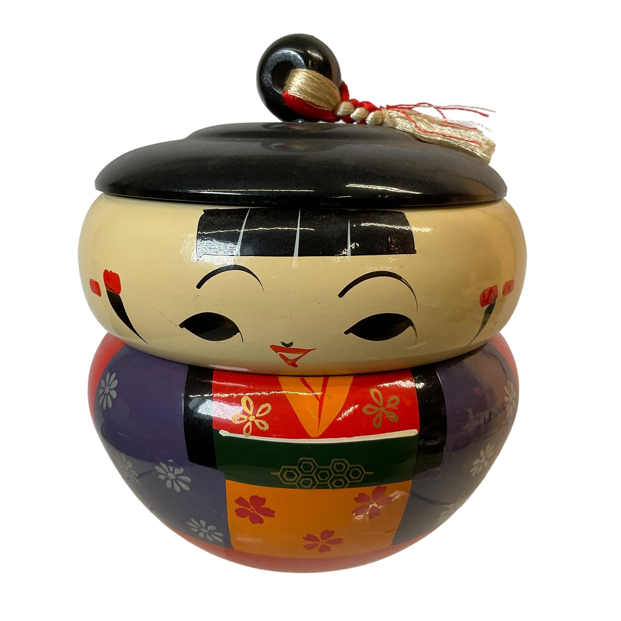 Japanese Stack Toys Second Example Of Vintage Japanese Lacquer Kokeshi Doll Stacking Box ...