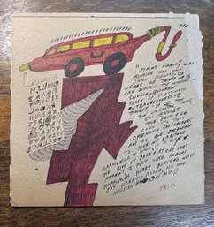 Jimmy Noble - Jon Sarkin Original Outsider (Way Outside) Art On 13x13 Ish Album Cover - Signed