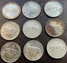 Lot Of 9 Canadian Quarters
