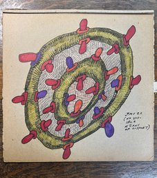 No Visible Means Of Support Jon Sarkin Original Outsider (Way Outside) Art On 13x13 Ish Album Cover - Signed