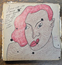 Susie Lips - Jon Sarkin 1953-2024 Original Outsider Art On 13x13 Ish Album Cover - Signed
