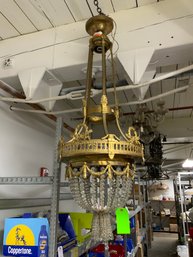 Large Vintage Brass Neoclassical Pendant Light