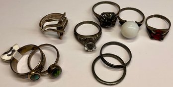 Lot A. 9 Sterling Silver Rings