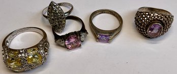 Lot E. 5 Sterling Silver Rings
