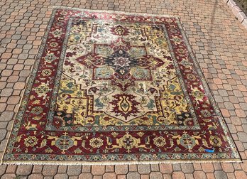 8' X 10' Hand Knotted Oriental Rug With Red Ground