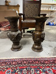 Pair Of 19th Century Japanese Bronze Floor Urns