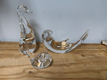 3 Steuben Art Glass Sculptures Otter, Duck Snail - Flawless