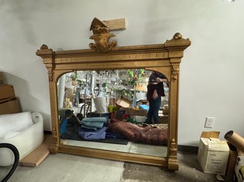 Very Large Antique Victorian Sprayed Gold Mirror