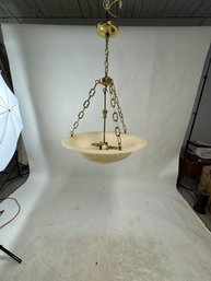 Stunning Alabaster Hanging Light With 2 Bulb Fixture