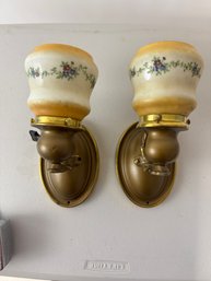 1920s Sconces With Painted Shades