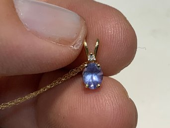 14K Gold And Tanzanite Pendant Necklace