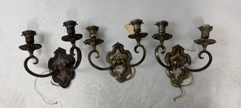 3 Antique Silvervplate Wall Sconces By E F Caldwell Early 20th Century